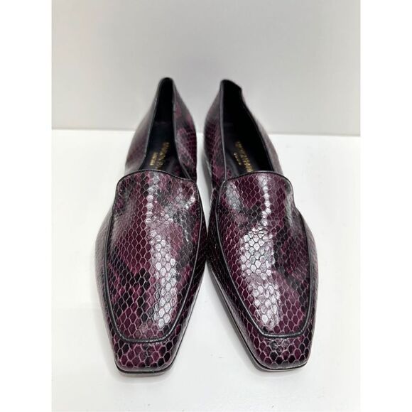 Marion Parke Shoes Womens Size 6.5US Python Snakeskin Loafers Purple Black - Picture 4 of 12